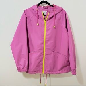 Nikki Jones Super Pink Magic Print Fun Bold Hooded Full Zip Raincoat [size L]